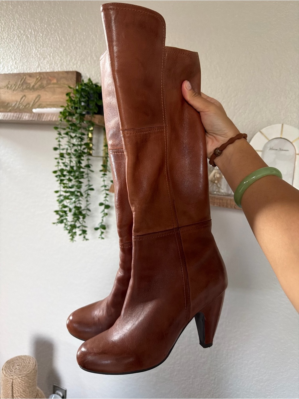 Vintage Miz Mooz Rich Brown Leather Knee-High Heeled Boots